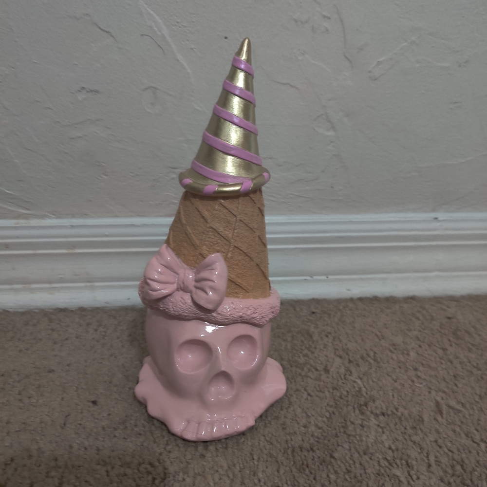Here Lies Summer Skull Ice Cream Cone Decor Summerween Seasonal Decoration